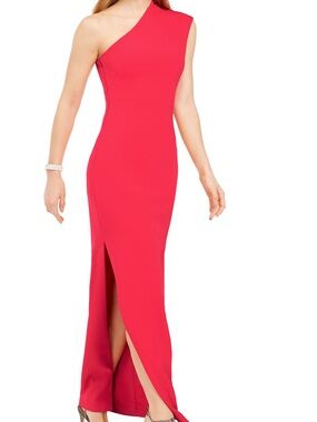 Vince Camuto Coral-Red One-Shoulder Evening Gown